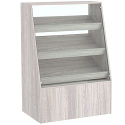 Торговый прилавок для выпечки с тремя наклонными полками под экраны серии BAKERY №2, Ясень Анкор светлый - U31104