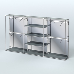 Торговая система ХРОМ (задняя стенка - зеркало) 3600 мм с полками ДСП и поручнями №5, Темно-Серый