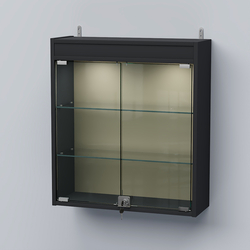 Витрина настенная №201-3А с прозрачными полками и фризом с подсветкой, Антрацит
