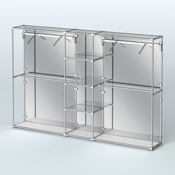 Торговая система ХРОМ (задняя стенка - зеркало) 3600 мм с зеркальными полками и поручнями №12, Серый