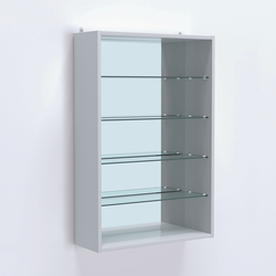 Витрина настенная №202-2Г с четырьмя полками и зеркалом, Серый