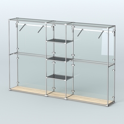 Торговая система ХРОМ (задняя стенка - стекло) 3030 мм с тонированными полками и поручнями №12, Дуб Сонома