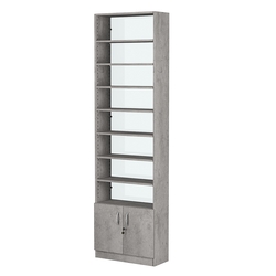 Стеллаж из ДСП с 7-ю полками 250x600 мм серии LEVEL-7 №4-1 (З/C - СТЕКЛО), Бетон Чикаго светло-серый F186 ST9