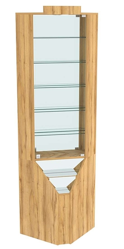 Витрина серии Эталон угловая №3-3 (Внутренний угол, задняя стенка - зеркало), Дуб Золотистый