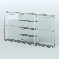 Торговая система ХРОМ (задняя стенка - стекло) 3600 мм с полками ДСП и поручнями №2, Черный