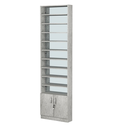 Стеллаж из ДСП с 9-ю полками 150x600 мм серии LEVEL-9 №2-2 (З/C - ЗЕРКАЛО), Метрополитан Грей