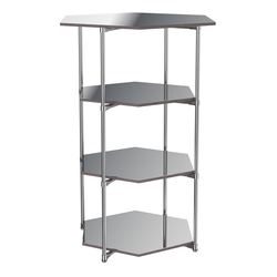 Торговый стенд ЗВЕЗДА с тремя шестигранными зеркальными полками №4, Ясень Анкор темный