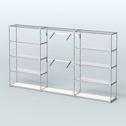 Торговая система ХРОМ без ДСП 3600 мм с зеркальными полками и поручнями №6, Белый