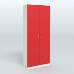 Аптечный шкаф одежды персонала для двух человек №2, Белый + Красный