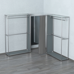 Примерочная (вход- дуга) с зеркалом из системы ХРОМ с поручнями №1-2, Темно-Серый