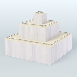 Островок-пирамида с хромирован- ными ограничителями для торговых центров №1-ХО, Ясень Анкор светлый и Крем Вайс