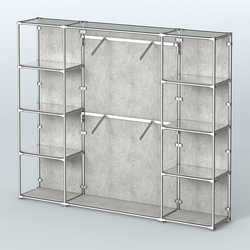 Торговая система ХРОМ (задняя стенка - ДСП) 3600 мм с зеркальными полками и поручнями №7, Метрополитан Грей