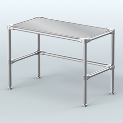 Стол малый D-41 с полкой Зеркало 4мм, Серый