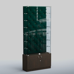 Высокая стеклянная витрина КАПИТОНЕ №33, Дуб Венге  + Велюр Tiffany 10 Dk. Green