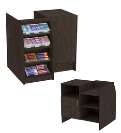 Торговый кассовый прилавок импульсных покупок двухсекционный из ДСП Импульс №1-3-450, Дуб Венге