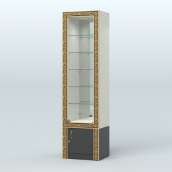 Витрина с декором и верхней подсветкой №ВБА-504, Белый и Черный