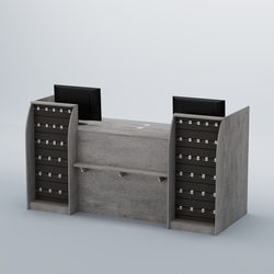 Ресепшен Атлант с фасадными наклонными экономпанелями №4, Бетон Чикаго светло-серый F186 ST9