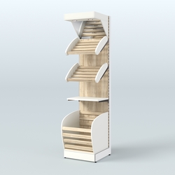 Стеллаж для хлеба и выпечки с нижней корзиной - накопителем и зеркальным фризом Феникс №14КФ, Белый + Дуб Сонома