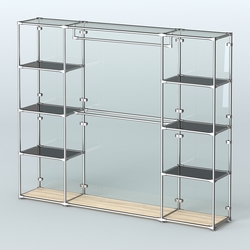 Торговая система ХРОМ (задняя стенка - стекло) 2430 мм с тонированными полками и поручнями №3, Дуб Сонома