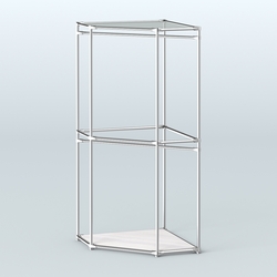 Угловой стеллаж Хром №5 с поручнями, Ясень Анкор светлый