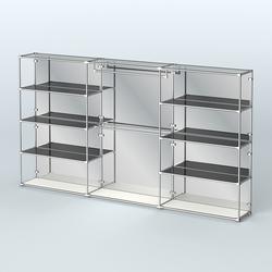 Торговая система ХРОМ (задняя стенка - зеркало) 3600 мм с тонированными полками и поручнями №1, Белый