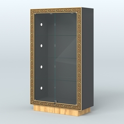 Низкая закрытая витрина с декором НБА-5С, Черный и Дуб Золотистый 10-U1148