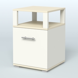 Тумба Динен №2 приставная 1 распашной фасад с надставкой, Белый + Крем Вайс