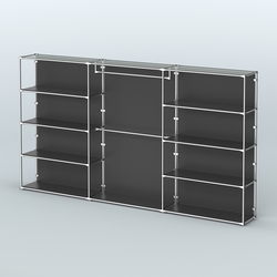 Торговая система ХРОМ (задняя стенка - ДСП) 3600 мм с полками ДСП и поручнями №1, Черный