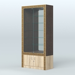 Витрина с декором и замками  из хрома №ВБА-503, Дуб Венге + Дуб Сонома