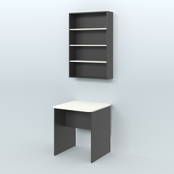 Распаковочный квадратный стол с антресолью для аптеки Р-01, Черный + Белый