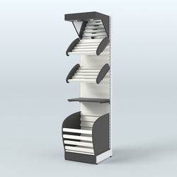 Стеллаж для хлеба и выпечки с нижней корзиной - накопителем и зеркальным фризом Феникс №14КФ, Черный и Белый