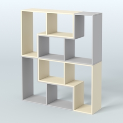 Торговый стеллаж Лофт №2 средний четырех- модульный, Серый + Крем Вайс