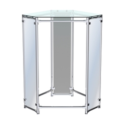 Вешало Прогресс №3-2 островной (с прозрачной полкой стекло 8 мм и зеркалами), Серый