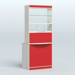 Витрина-прилавок Аптека №3, Белый + Красный