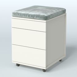 Тумба мобильная 2 ящика + 1 ящик-лоток с подушкой Фламинго, цвет белый + акация + бежевый, Белый