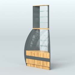 Витрина внешний угол БРИЗ №3, Темно-Серый  + Дуб Золотистый