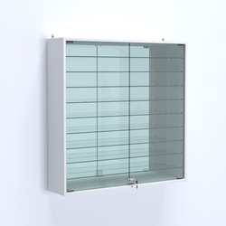 Витрина настенная №204-6А зеркальная с девятью полками, Белый