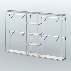 Торговая система ХРОМ без ДСП 3030 мм с полками ДСП и поручнями №8, Белый