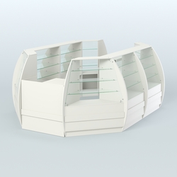 Торговый островок из стекла и дсп БРИЗ средний №3, Белый