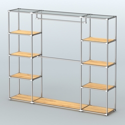 Торговая система ХРОМ без ДСП 2430 мм с полками ДСП и поручнями №3, Дуб Золотистый