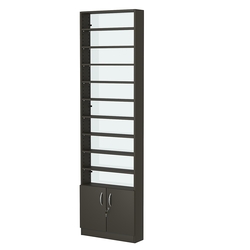 Стеллаж из ДСП с 9-ю полками 150x600 мм серии LEVEL-9 №2-1 (З/C - СТЕКЛО), Черный