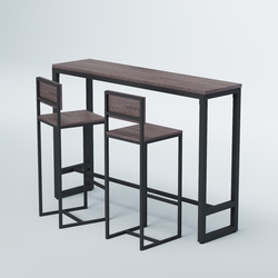 Комплект барный стол "Кофе-брейк" №10 и стулья, Ясень Анкор темный