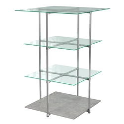 Торговый стенд Экспозиция с полками №1 (с тремя стеклянными полками 6 мм), Бетон Чикаго светло-серый F186 ST9