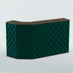 Ресепшен Г-образный БАРХАТ СЕРЫЙ ПЕРЛАМУТР №1 (карета золото), Дуб Венге  + Велюр Tiffany 10 Dk. Green