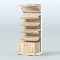 Стеллаж для хлеба и выпечки с четырьмя наклонными полками, накопителем и фризом Феникс №13ФН, Дуб сонома