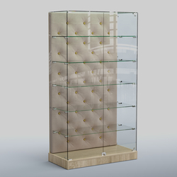 Низкая стеклянная витрина с КРЕМОВЫМ БАРХАТОМ ХП-505 (карета золото), Дуб сонома + 02 Beige