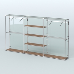 Торговая система ХРОМ (задняя стенка - стекло) 3600 мм с полками ДСП и поручнями №10, Орех