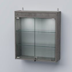 Витрина настенная №201-3А с прозрачными полками и фризом с подсветкой, Бетон Чикаго светло-серый F186 ST9