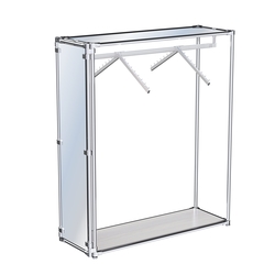 Хромированный стенд- в центр зала, торец-зеркало ZTD-12 №1-4 с полкой Зеркало 4 мм, Ясень Анкор светлый