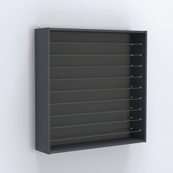 Витрина настенная №204-5Г открытая с девятью прозрачными полками, Антрацит